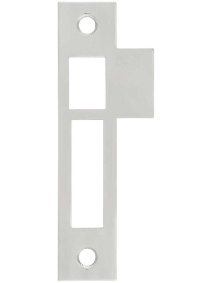 4 3/8-Inch Solid Brass Mortise Lock Strike Plate in Polished Nickel.